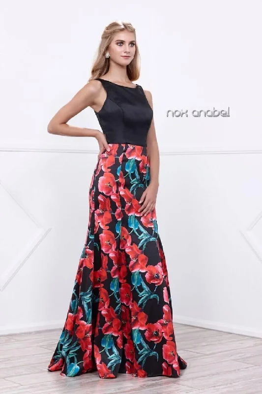 Long Formal Floral Print Prom Dress