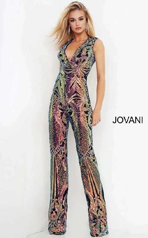 Jovani 02469 Formal Sleeveless Sequins Prom Jumpsuit