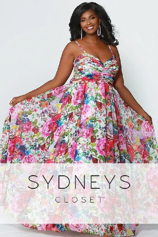 Sydneys Closet Long Sleeveless Floral Plus Size Prom Dress