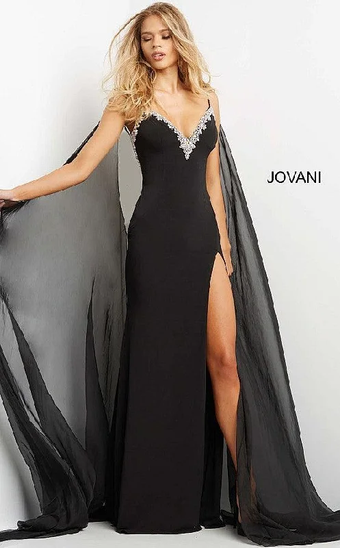 Jovani 08022 Spaghetti Strap Long Formal Prom Dress