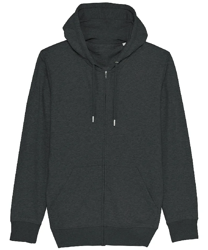 Dark Heather Grey - Unisex Connector essential zip-thru hoodie sweatshirt (STSU820)