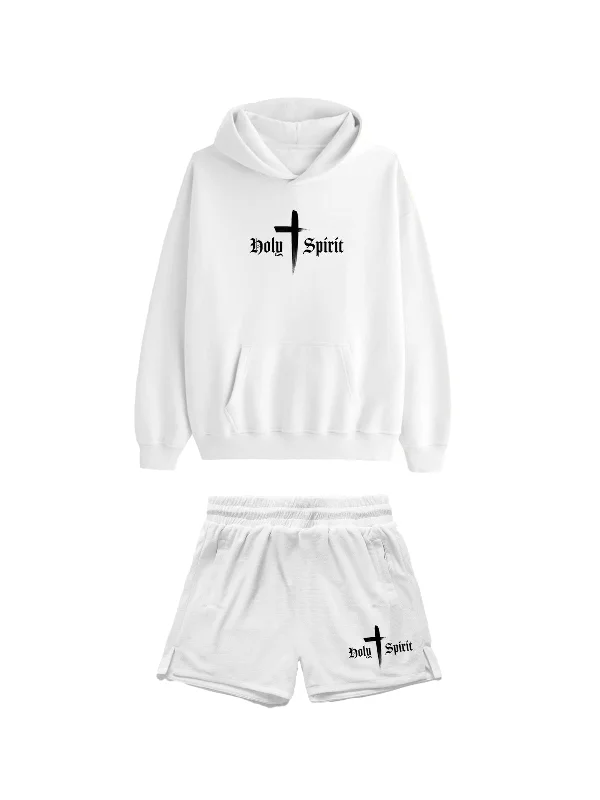 Holy Spirit Comfort Hoodie/Short Set - White