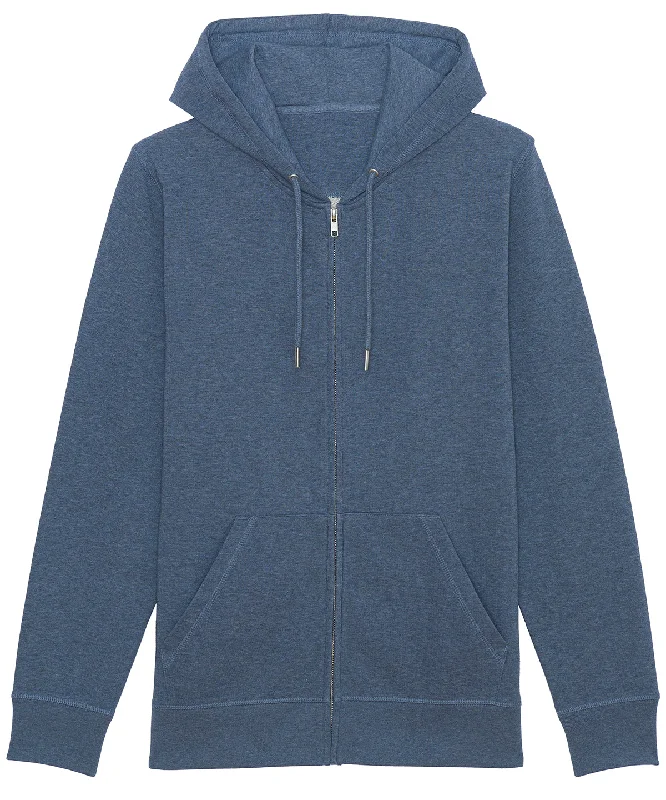 Dark Heather Blue - Unisex Connector essential zip-thru hoodie sweatshirt (STSU820)