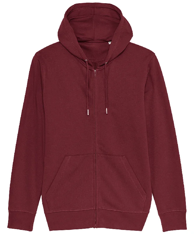 Burgundy - Unisex Connector essential zip-thru hoodie sweatshirt (STSU820)