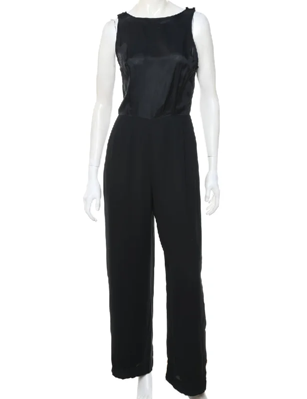 Black Sleeveless Casual Jumpsuit - M