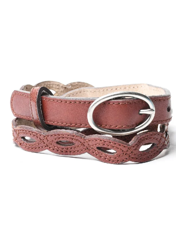 Brown Leather Waist Belt - L