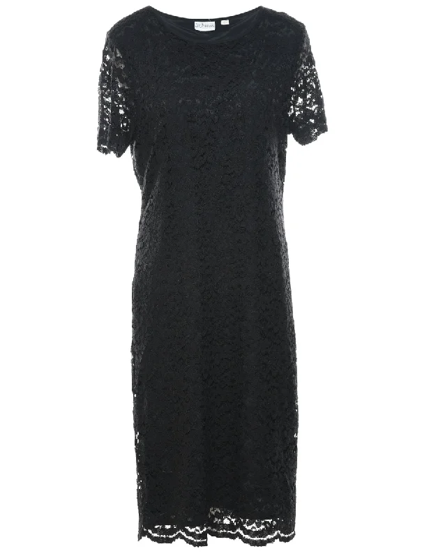 Floral Lace Evening Dress - L