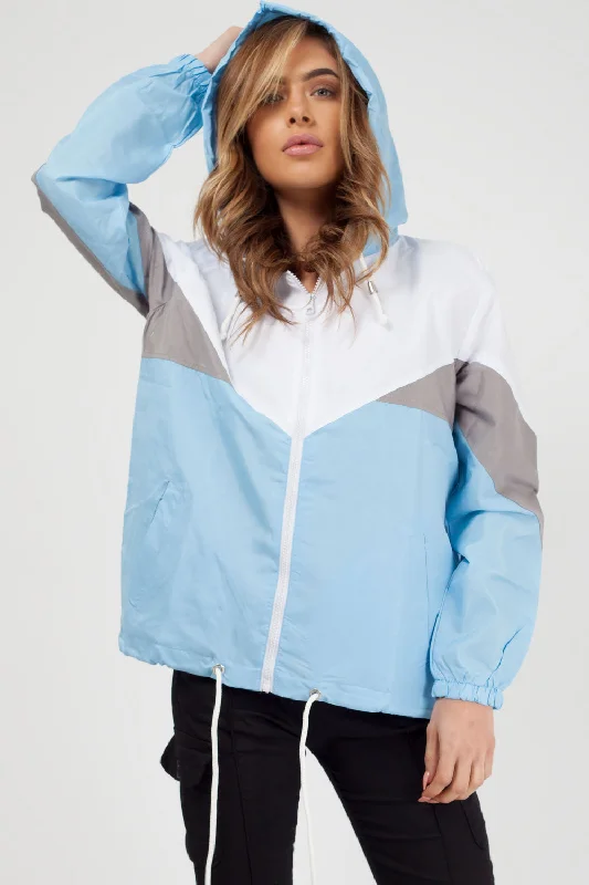 Hooded Windbreaker Sports Jacket Sky Blue