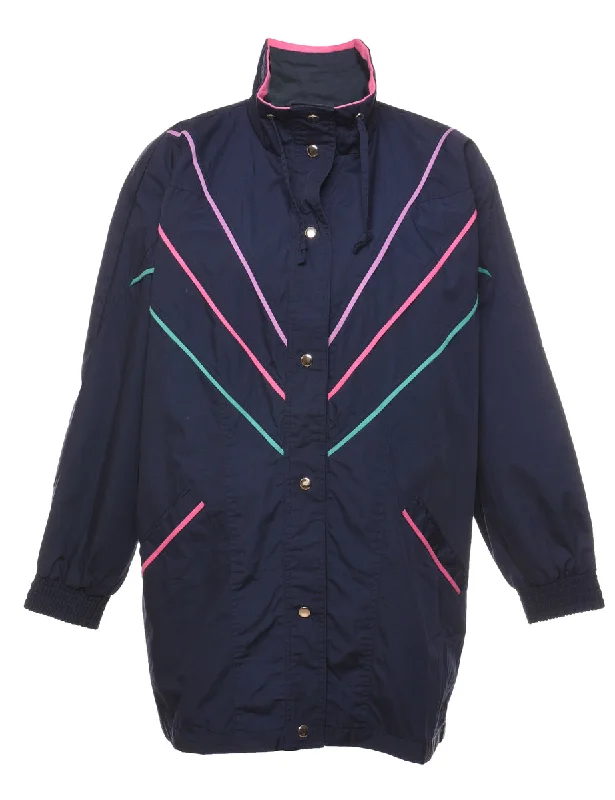 Navy & Pink Contrast Classic Jacket - L