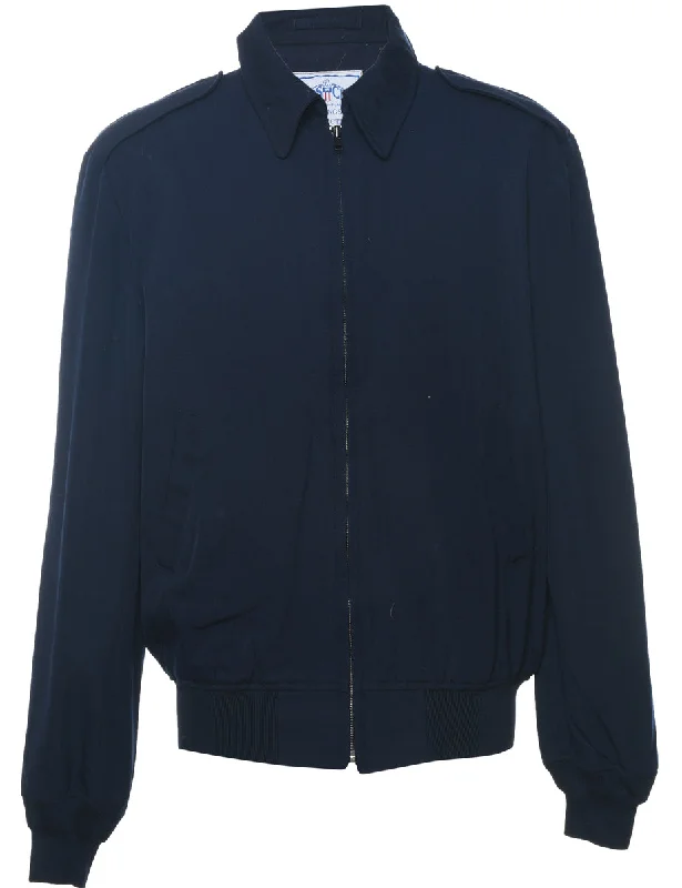 Navy Zip-Front Classic Jacket - XL