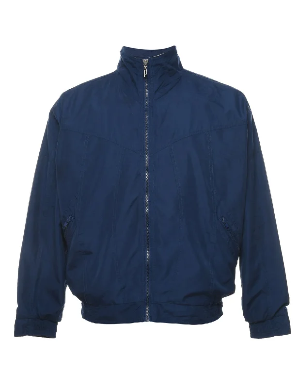 Navy Zip-Front Nylon Jacket - M