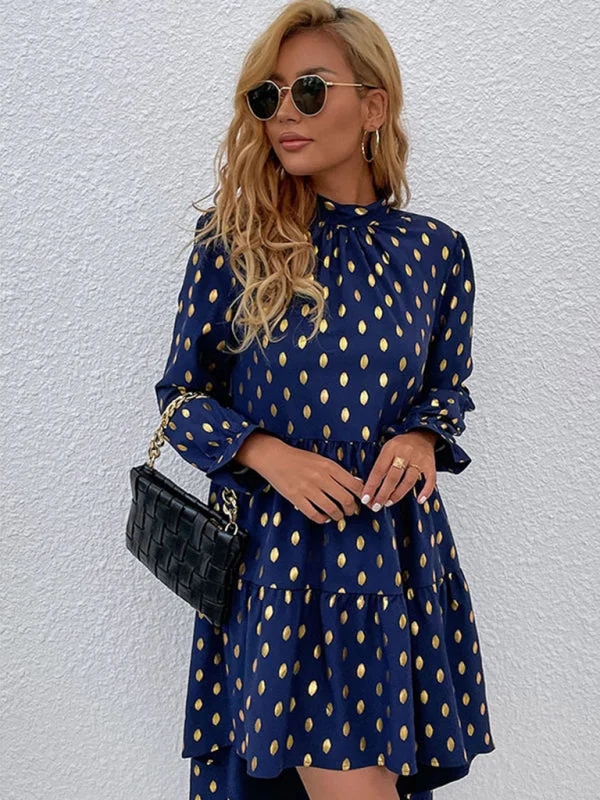 Women's long -sleeved casual fashion versatile dress