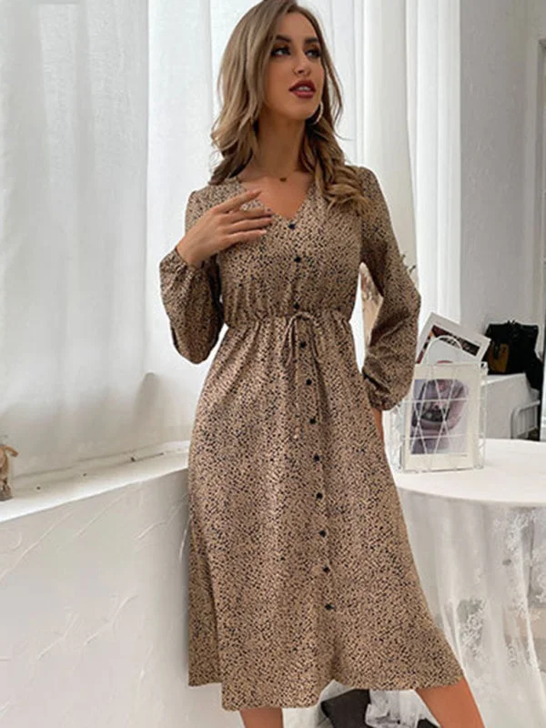 Women's long -sleeved casual fashion versatile dress