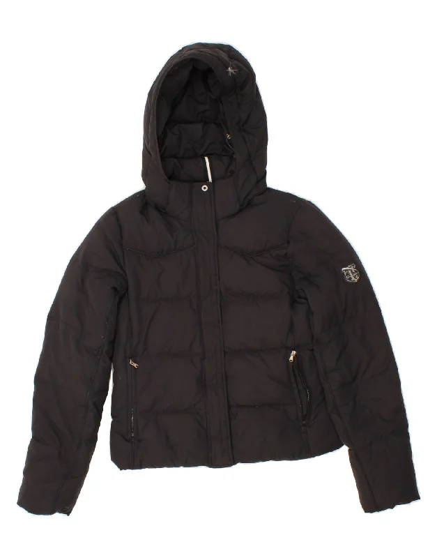 CHAMPION Womens Crop Hooded Padded Jacket UK 10 Small Black Polyester