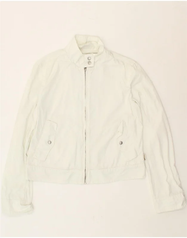 GAS Womens Crop Bomber Jacket UK 14 Medium White