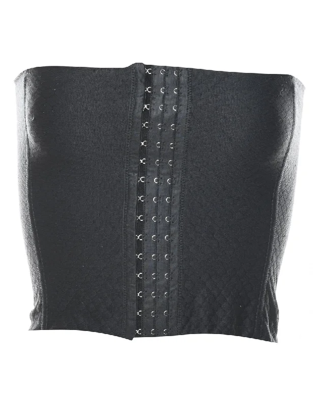 Plain Black Boned Corset - S