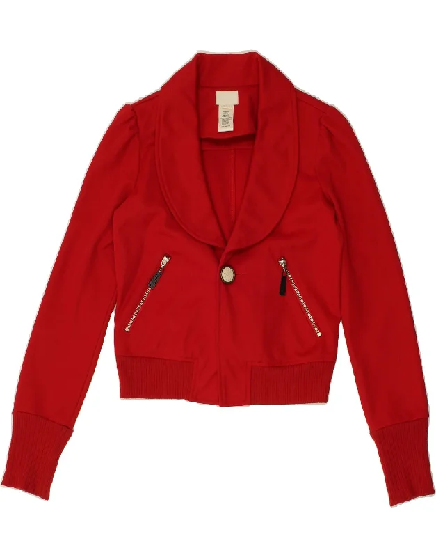 DIESEL Womens Crop Bomber Jacket UK 12 Medium Red Cotton