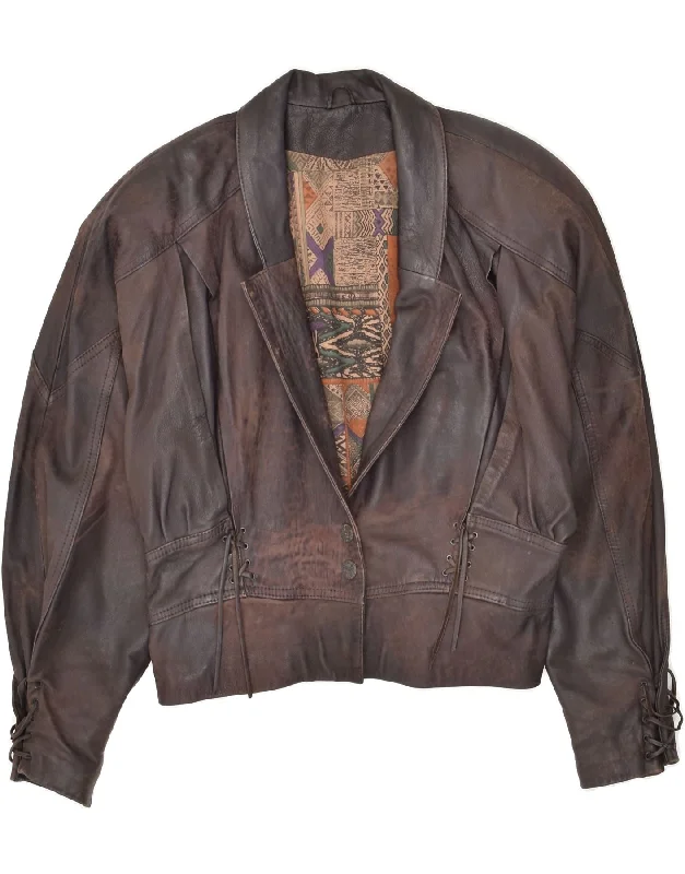 ECHTES LEDER Womens Crop Leather Jacket EU 40 Medium Brown