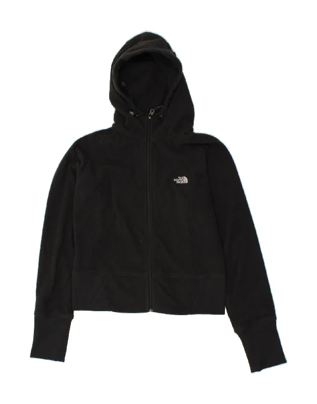 THE NORTH FACE Womens Crop Hooded Fleece Jacket UK 16 Large Black