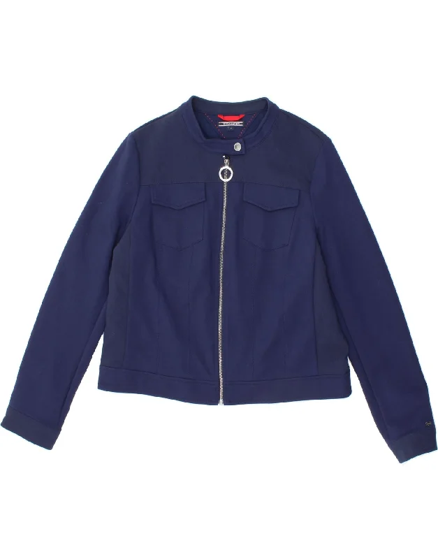 TOMMY HILFIGER Womens Crop Bomber Jacket US 12 Large Navy Blue