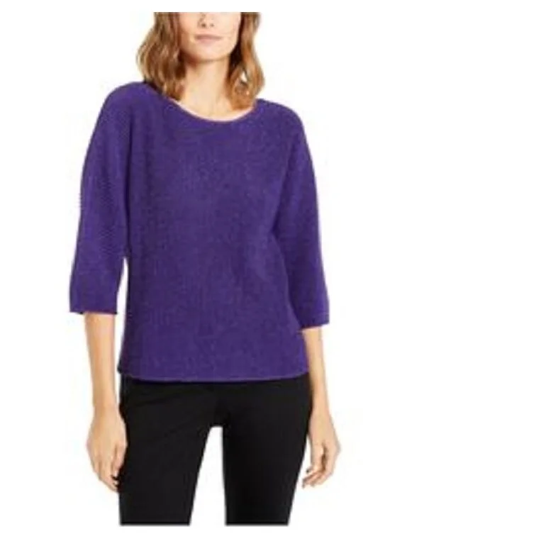 Alfani Women's Metallic Ribbed-Knit Sweater Batik Amethyst Size Extra Small - XS