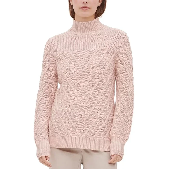 Calvin Klein Women's Popcorn-Knit Mock-Neck Sweater Lt/Paspink Size Medium