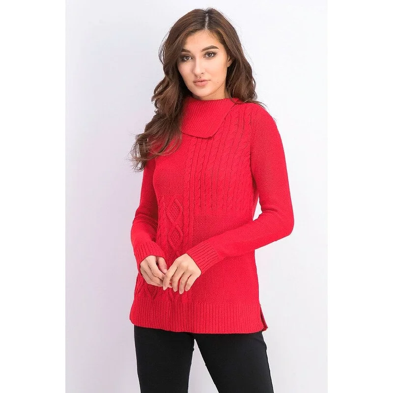 Charter Club Women's Asymmetrical-Collar Sweater Red Size S - Small