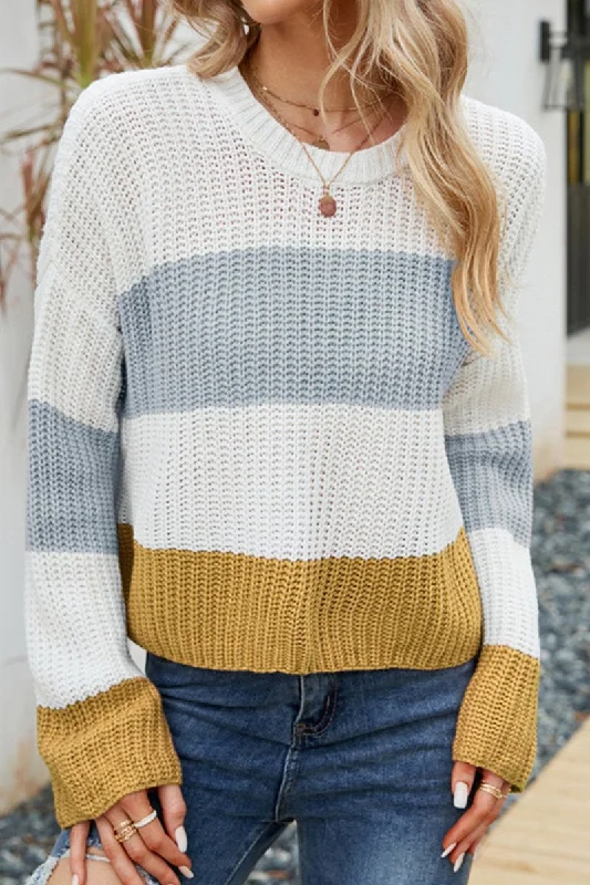 WOMEN CROCHET FISHERMAN KNITTED LOOSE SWEATER