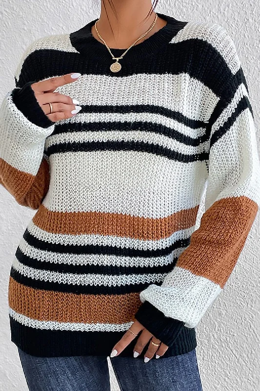 WOMEN CROCHET FISHERMAN KNITTED LOOSE SWEATER