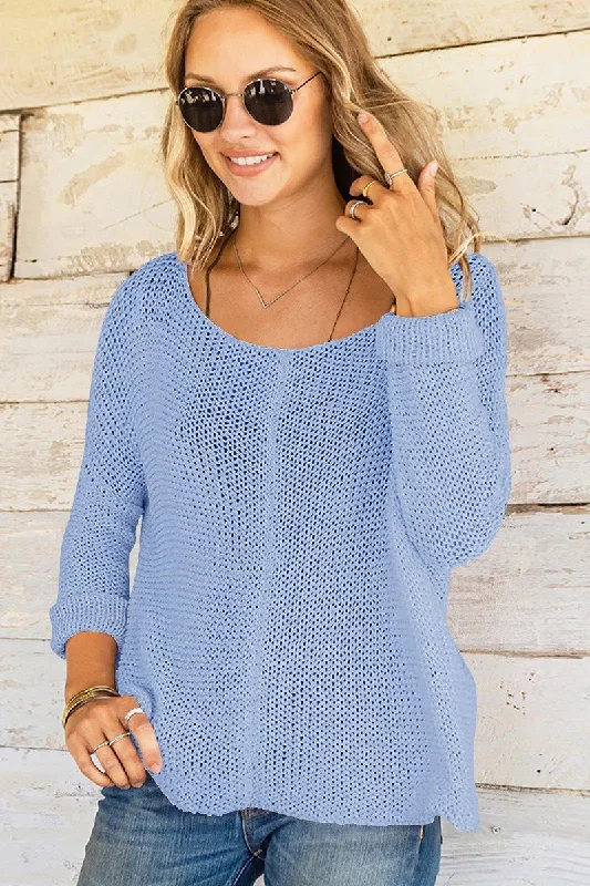 WOMEN FISHERMAN CROCHET KNITTED LOOSE FIT SWEATER