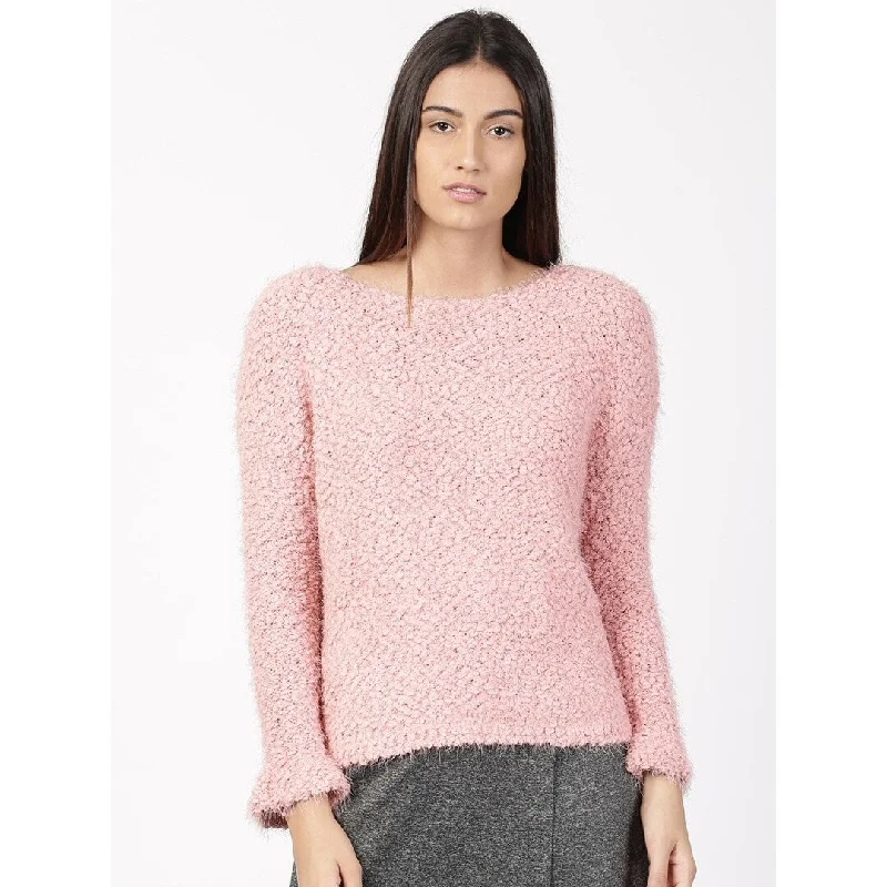 Hippie Rose Juniors' Textured High-Low Sweater Pink Size Medium