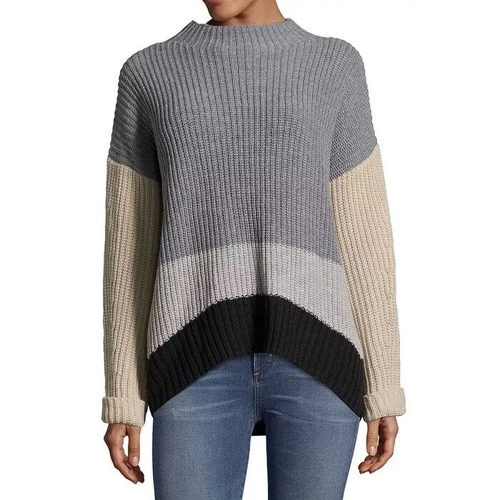 John Paul Women's Richard Colorblocked Sweater Charcoal Size Large