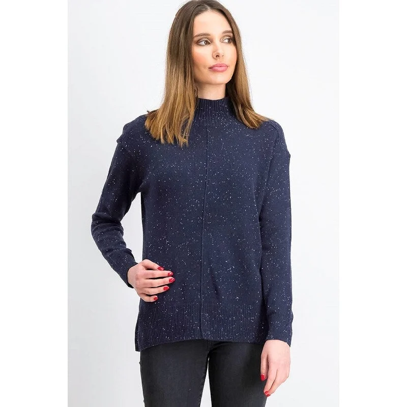 Karen Scott Women's Mock-Neck Shimmer Sweater Navy Size Medium