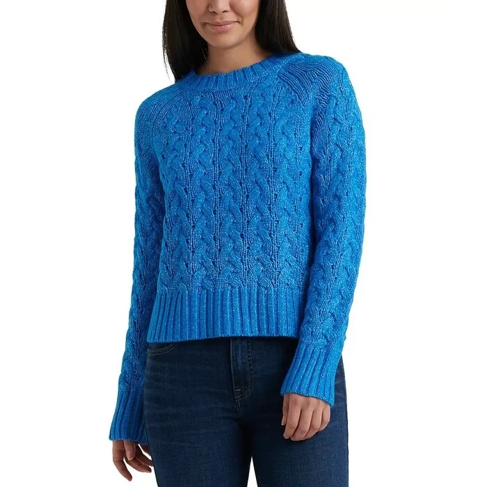 Lucky Brand Women's Quinn Cable Knit Sweater Size Blue Size X-Large