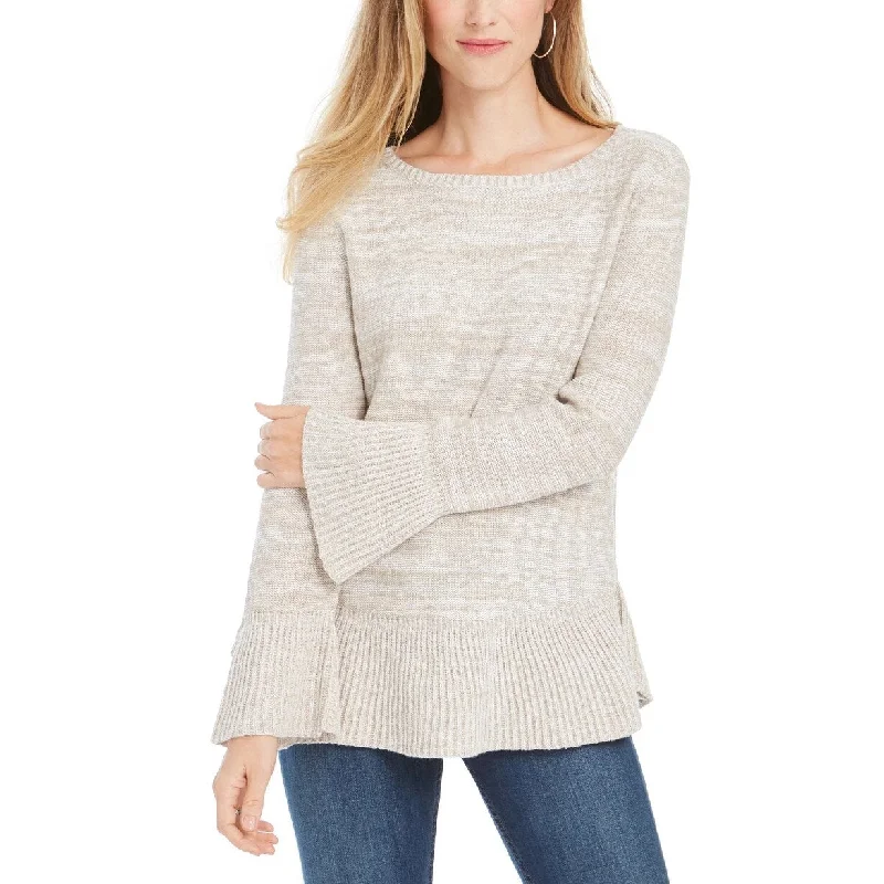 Style & Co Women's Bell Sleeve Marled Knit Sweater Beige Size X-Large