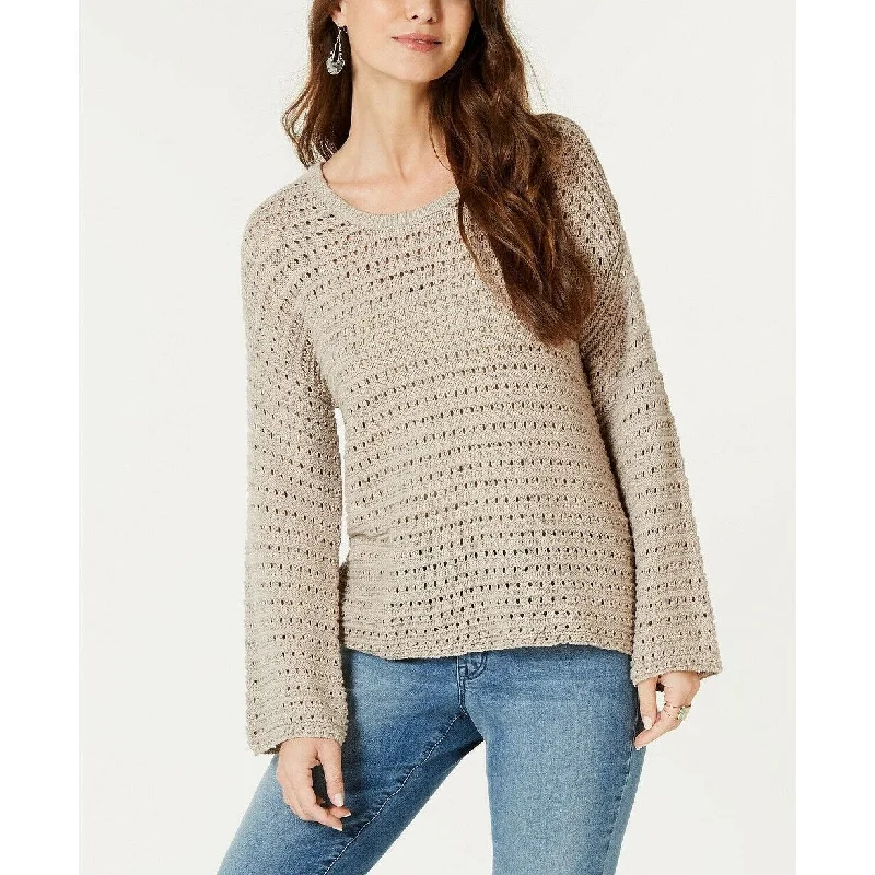 Style & Co Women's Cotton Boatneck Long Sleeve Pointelle Sweater Extra Large - Beige - X-Large