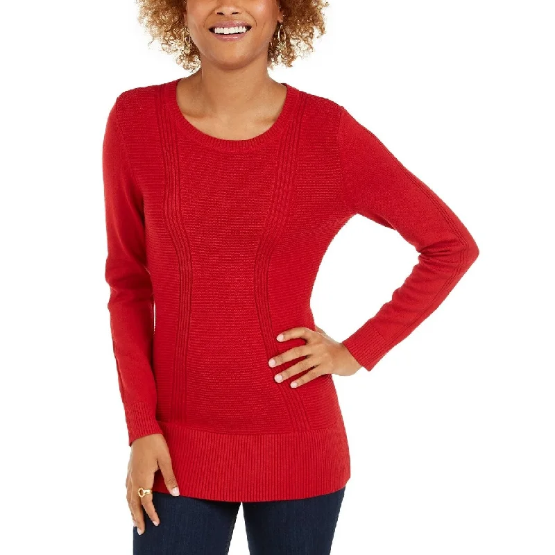 Style & Co Women's Mixed-Stitch Sweater Red Size Small