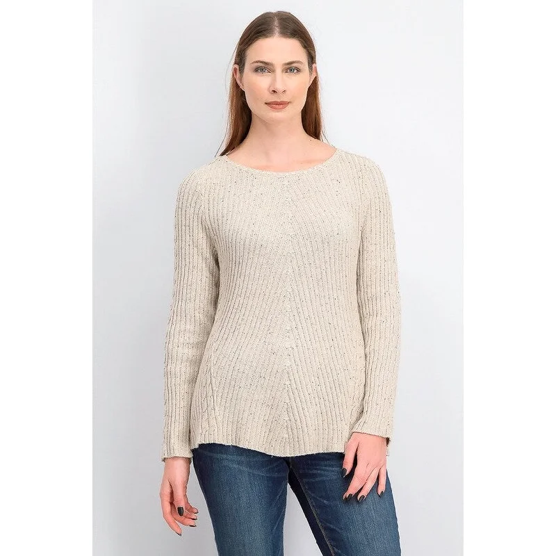 Style & Co Women's Scalloped Hem Ribbed Knit Sweater Beige Size XL - X-Large