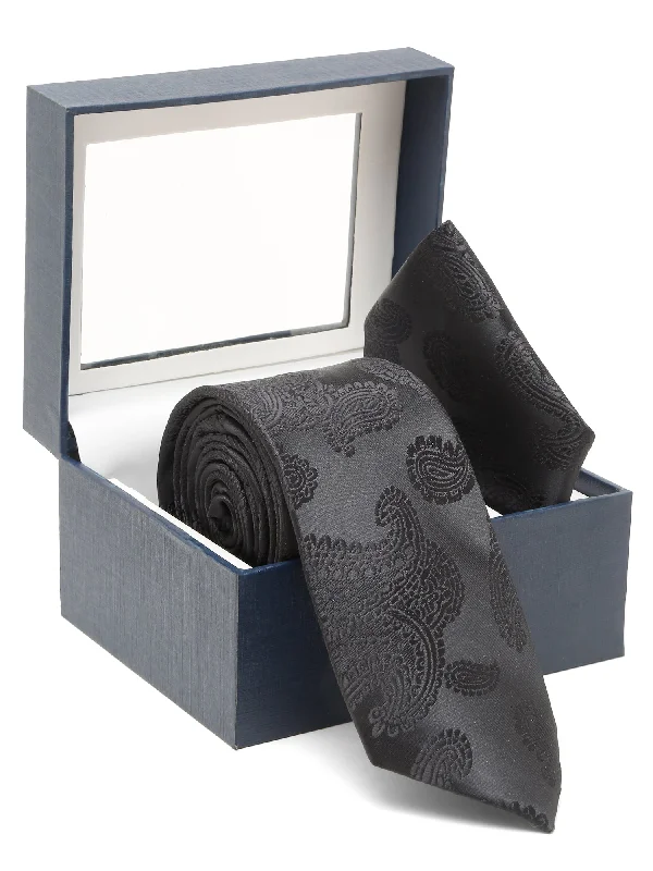 Men's Black Fashion Paisley Pattern Tie Set