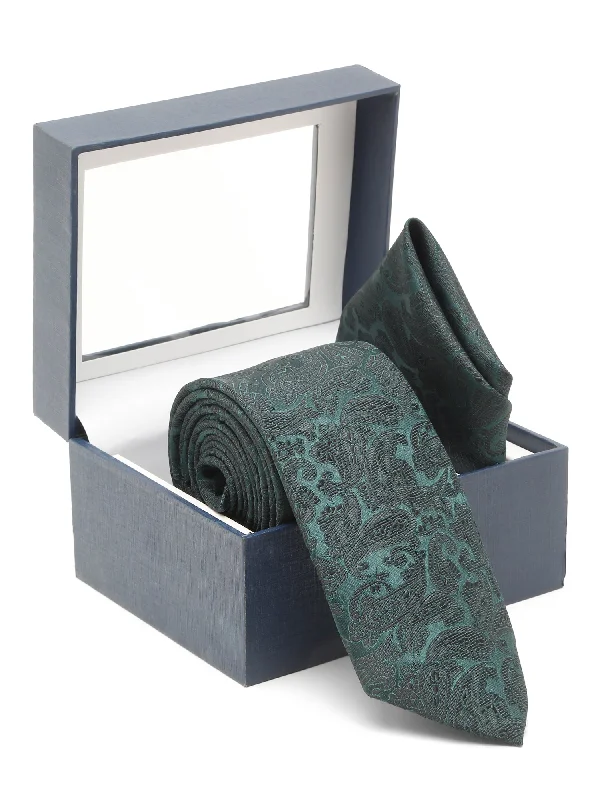 Men's Green Fashion Paisley Pattern Tie Set