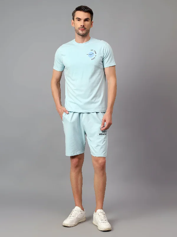 Men's Sky Blue Printed Casual Co-ord Set