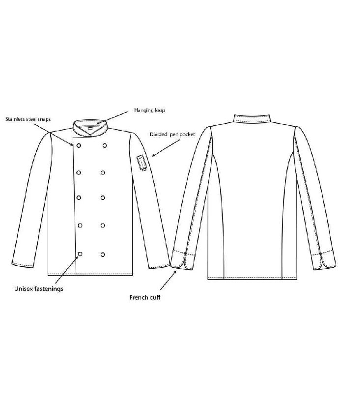 Dennys Long Sleeve Press Stud Chef's Jacket | Black