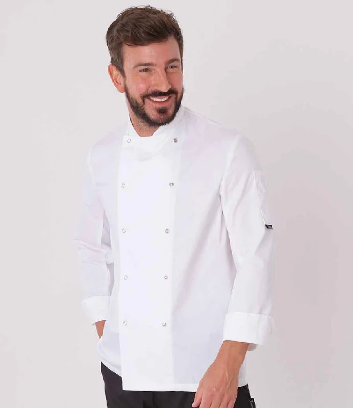 Dennys Long Sleeve Press Stud Chef's Jacket | White