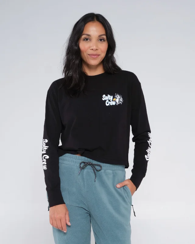 Fish N Chips L/S Crop - Black