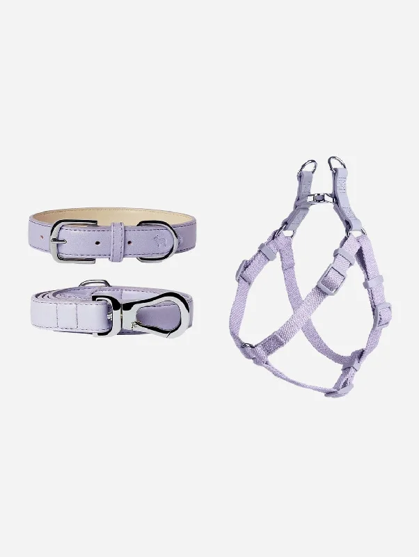 City Vegan Leather & Nylon Dog Collar, Harness & Lead Set | Fresh Lilac