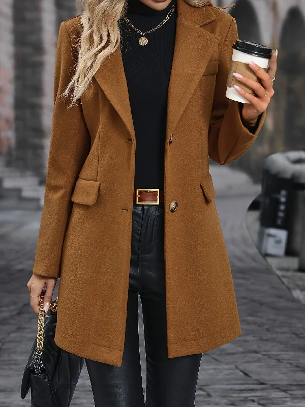 Long Sleeve Elegant Solid Coat for Autumn Winter