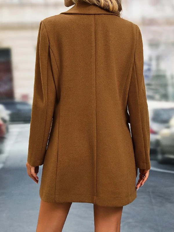 Long Sleeve Solid Color Peacoat for Women