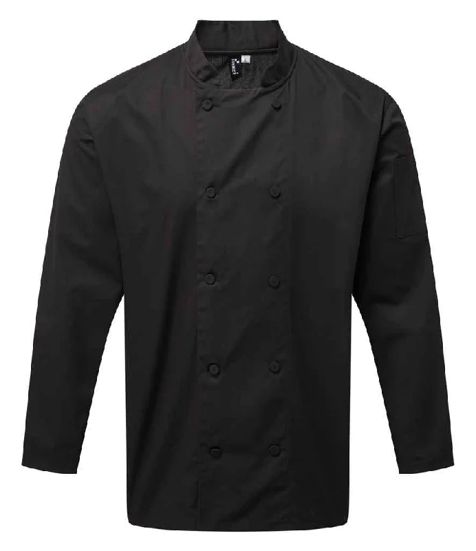 Premier Coolchecker® Long Sleeve Chef's Jacket | Black