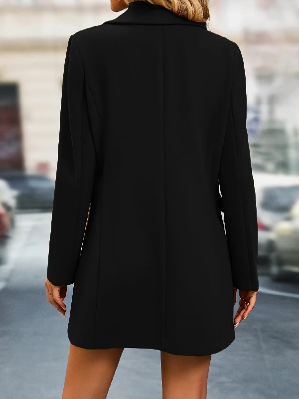 Simple Solid Color Long Sleeve Peacoat