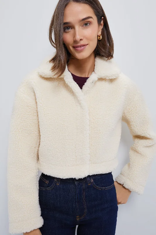 Cream Sherpa Sara Crop Jacket